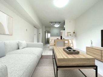 ※家具設置イメージ 白基調のリビングは、どんな色味の家具にもマッチします♪