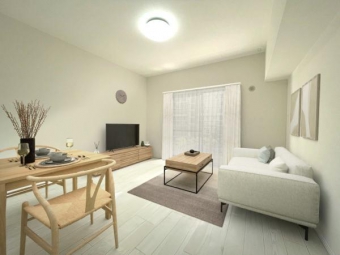 ※家具設置イメージ 広々LDKで、ソファーやダイニングテーブルも設置可能です♪